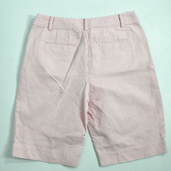 Talbots Bermuda Perfect Short Womens 2 Seersucker Pink White Stripe Cotton - Picture 2 of 7